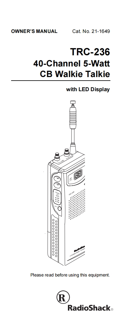 RadioShack_TRC-236_Manual操作说明书手册