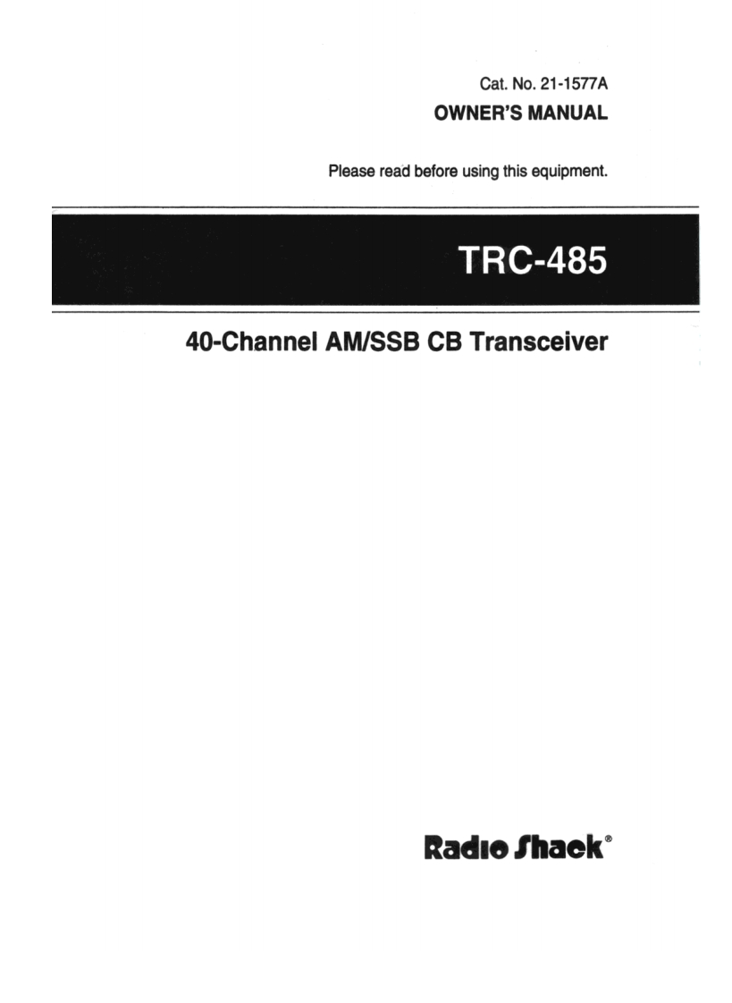RadioShack_TRC-485_Manual操作说明书手册
