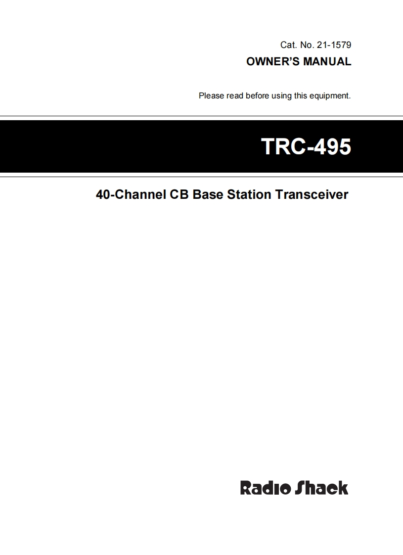 RadioShack_TRC-495_Manual操作说明书手册