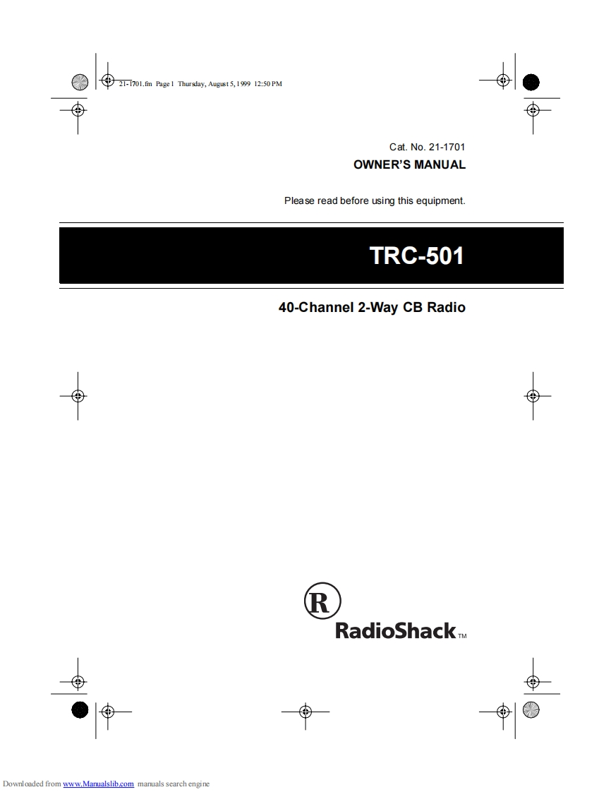 RadioShack_TRC-501_Manual操作说明书手册