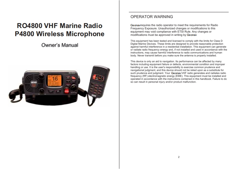 Radio_Ocean_RO-4800_Manual操作说明书手册