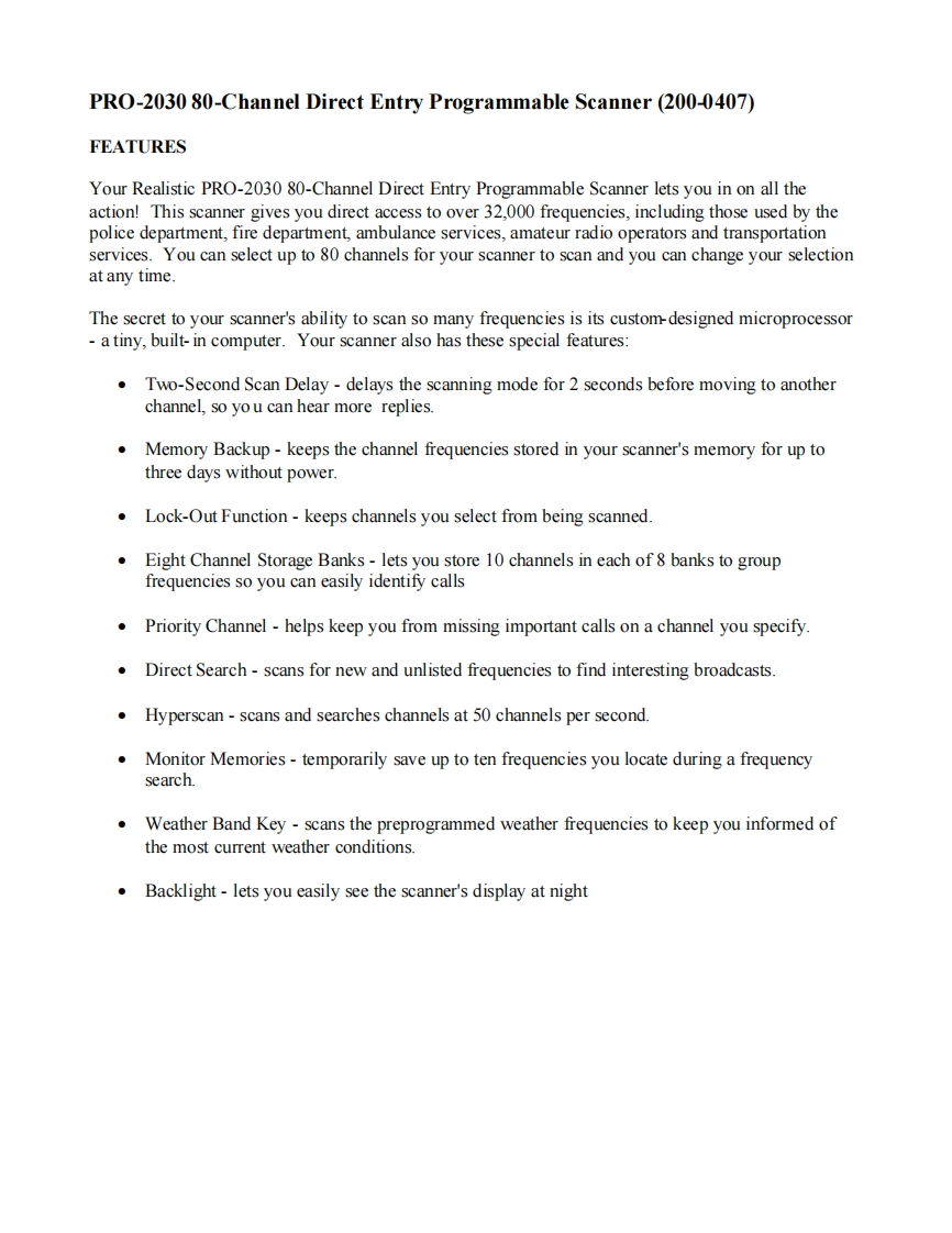 Radio_Shack_PRO-2030_User_Guide操作说明书手册