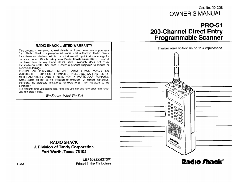 Radio_Shack_PRO-51_Owners_Manual操作说明书手册