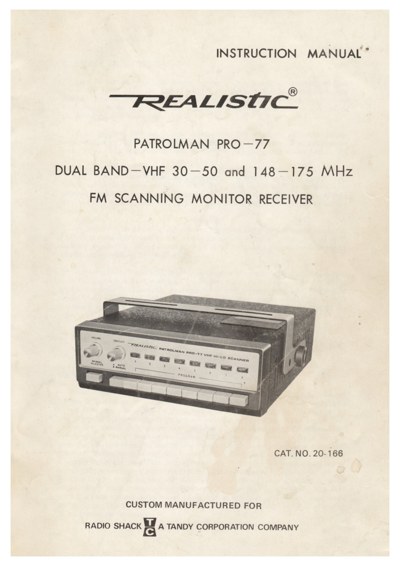 Radio_Shack_PRO-77_Owners_Manual操作说明书手册