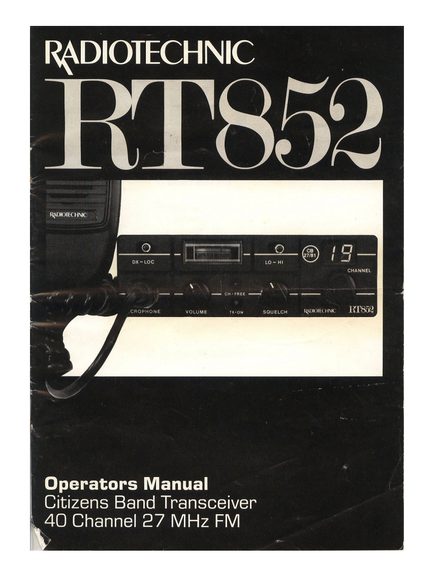 Radiotechnic_RT-852_Manual操作说明书手册