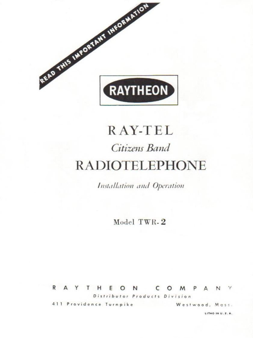 Ray-Tel_TWR-2_Manual操作说明书手册