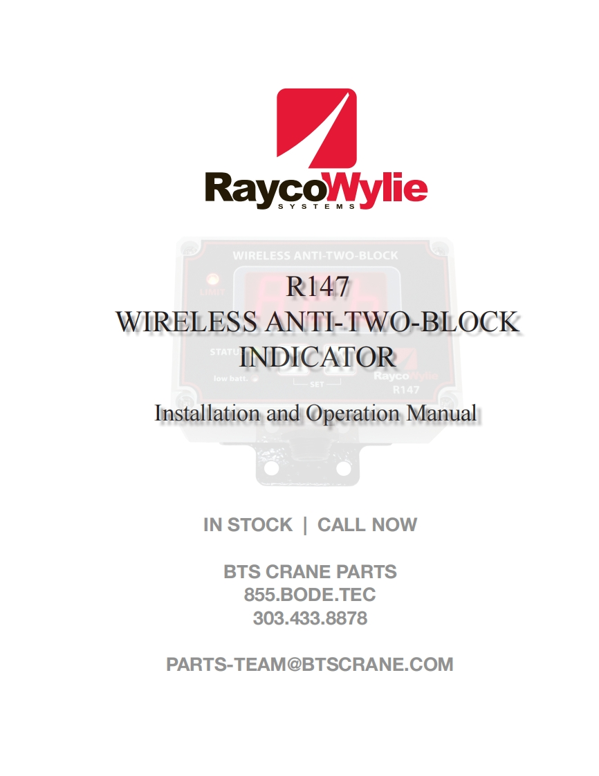 Rayco-Wylie-R147-Anti-Two-Block-操作说明书手册