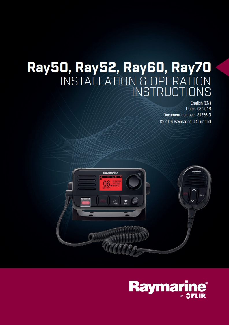Raymarine_RAY50_RAY52_RAY60_RAY70_Manual操作说明书手册