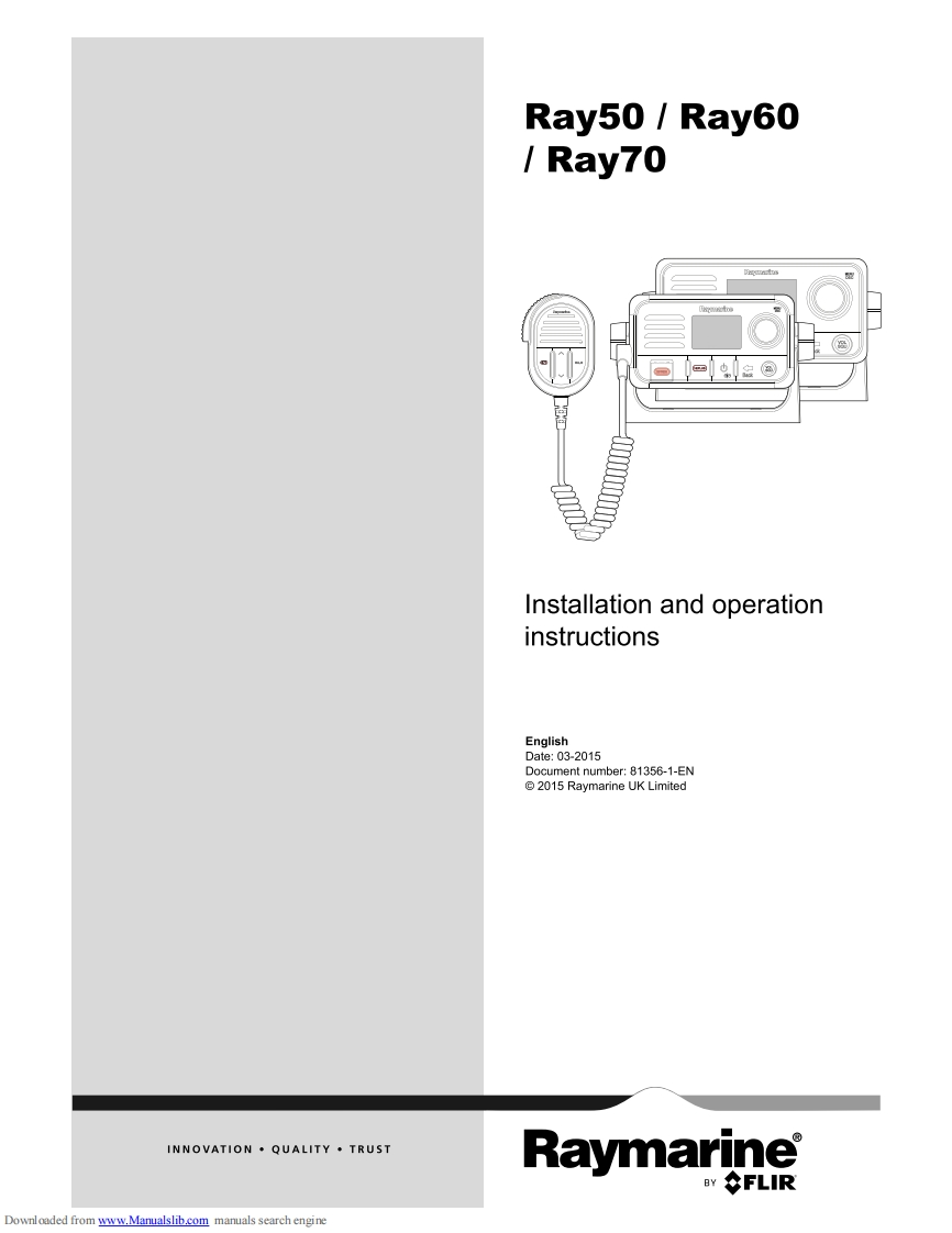 Raymarine_RAY50_RAY60_RAY70_Manual操作说明书手册