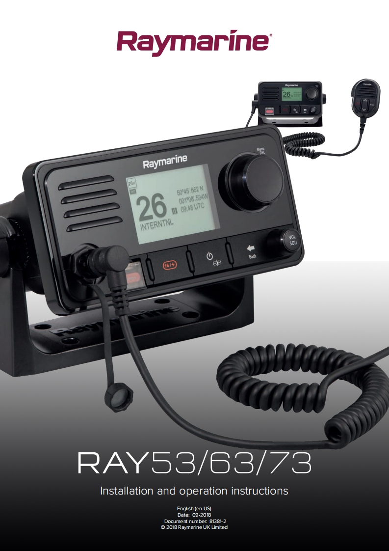 Raymarine_RAY53_RAY63_RAY73_Manual操作说明书手册