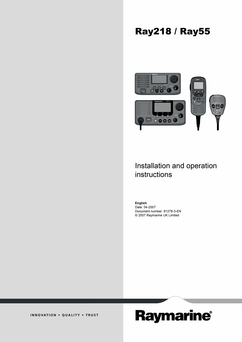 Raymarine_RAY55_-_RAY218_Manual操作说明书手册
