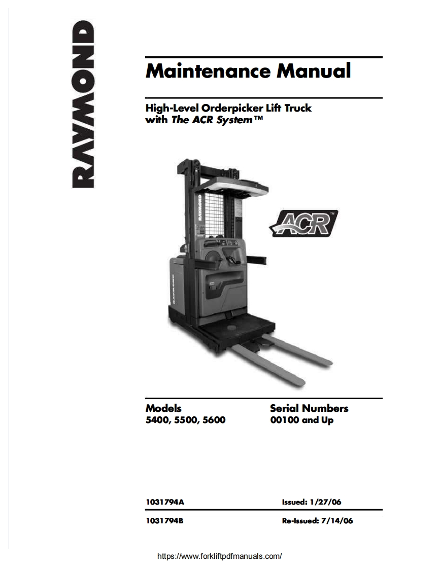 Raymond-5400-5500-5600-Orderpicker-Lift-Truck-维修手册-PDF