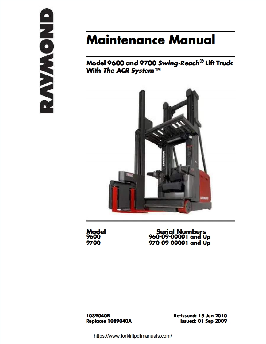 Raymond-9600-9700-Swing-Reach-Lift-Truck-维修手册-PDF