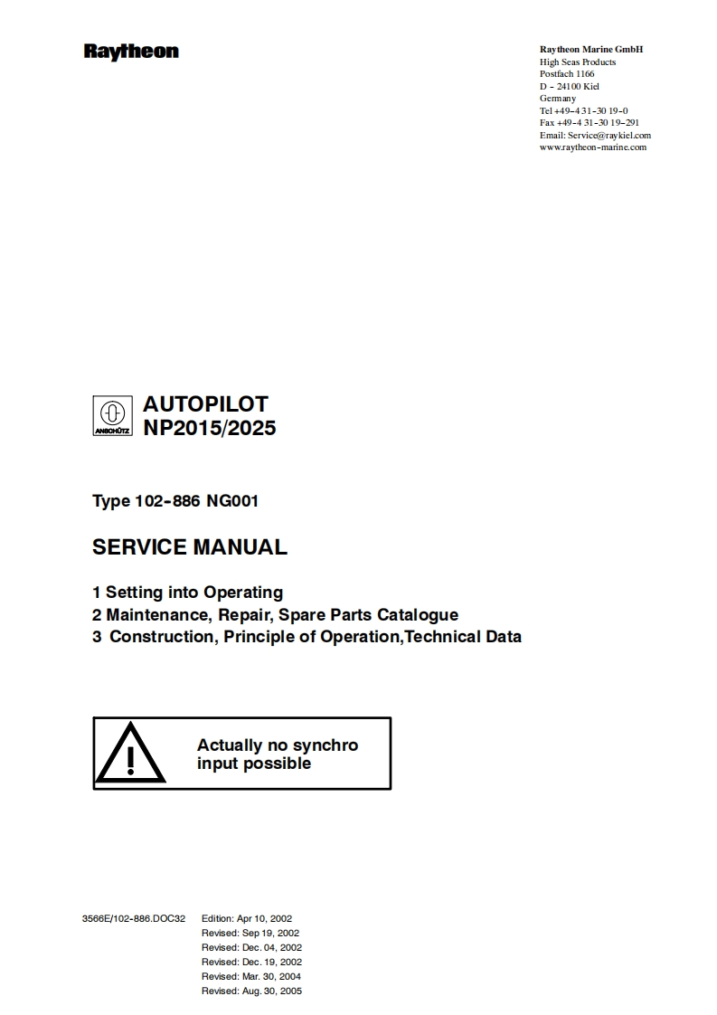Raytheon-NautoPilot-NP2015-Manual操作说明书手册