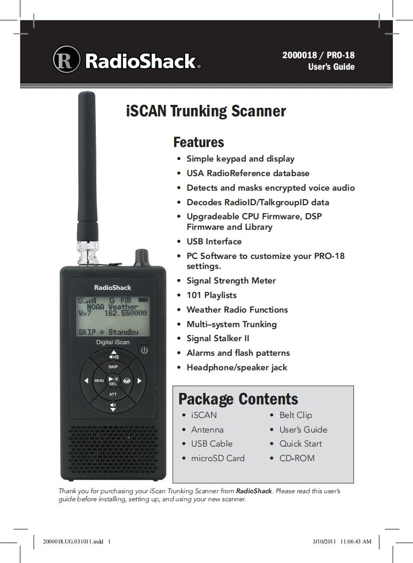 Realistic_PRO-18_Owners_Manual操作说明书手册