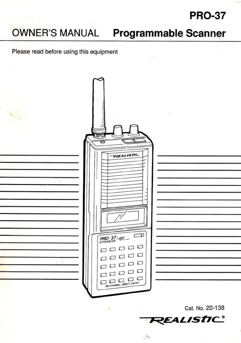 Realistic_PRO-37_Owners_Manual操作说明书手册