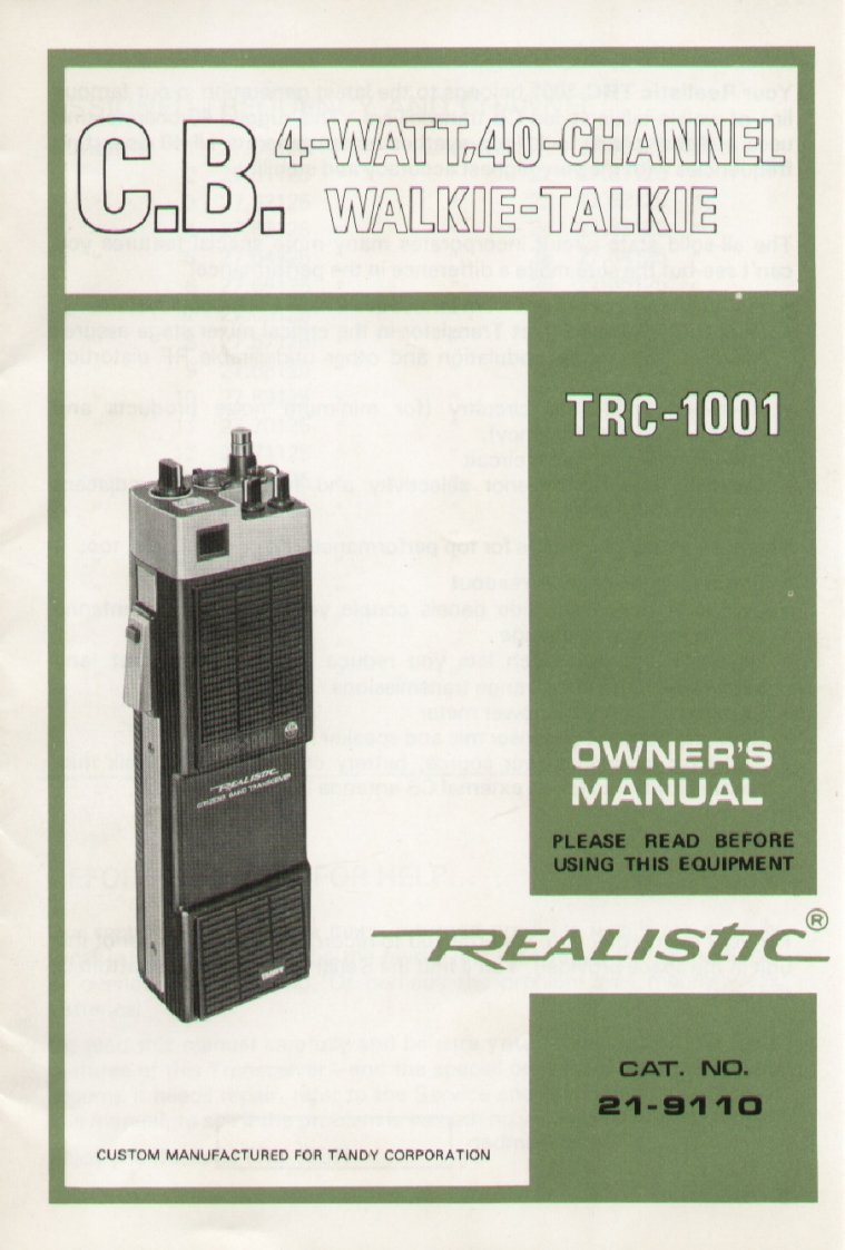 Realistic_TRC-1001_Manual操作说明书手册