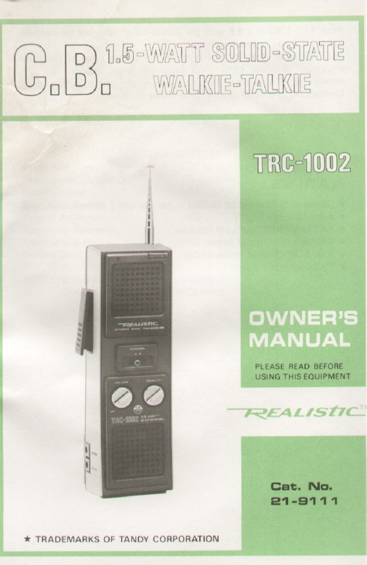 Realistic_TRC-1002_Manual操作说明书手册