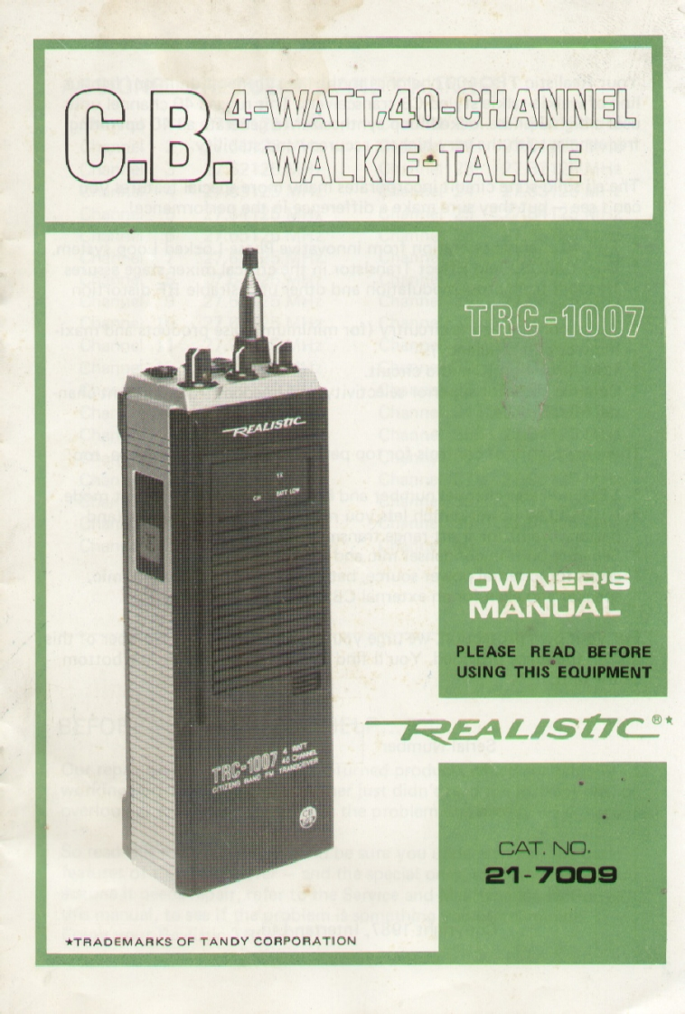 Realistic_TRC-1007_Manual操作说明书手册