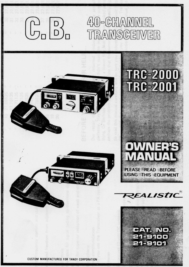 Realistic_TRC-2000_TRC-2001_Owners_Manual操作说明书手册)