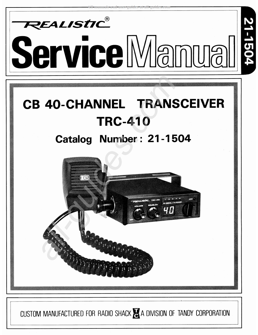 Realistic_TRC-410_Service_Manual维修手册含电器原理图