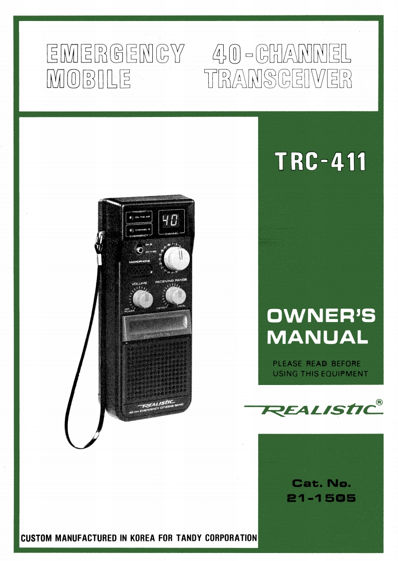 Realistic_TRC-411_Manual操作说明书手册