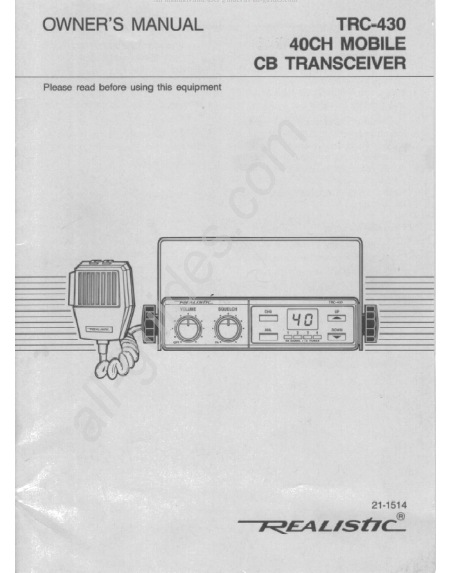 Realistic_TRC-430_Manual操作说明书手册
