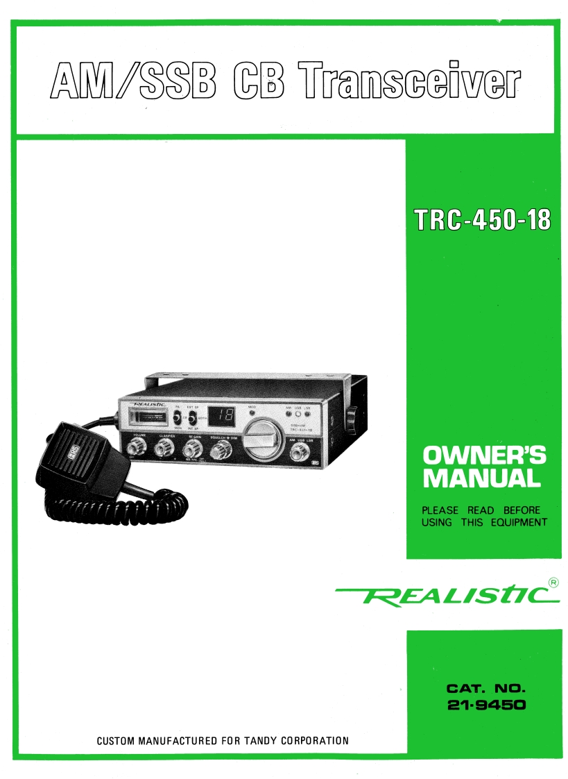 Realistic_TRC-450-18_Manual操作说明书手册