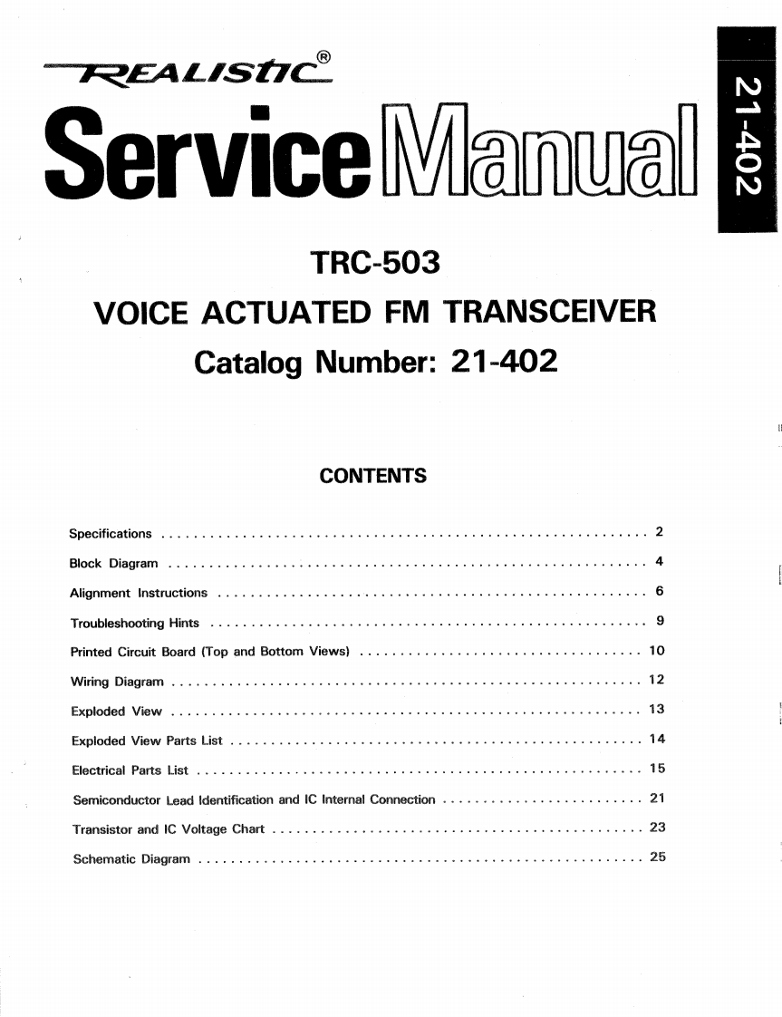 Realistic_TRC-503_Service-Manual维修手册电器原理图