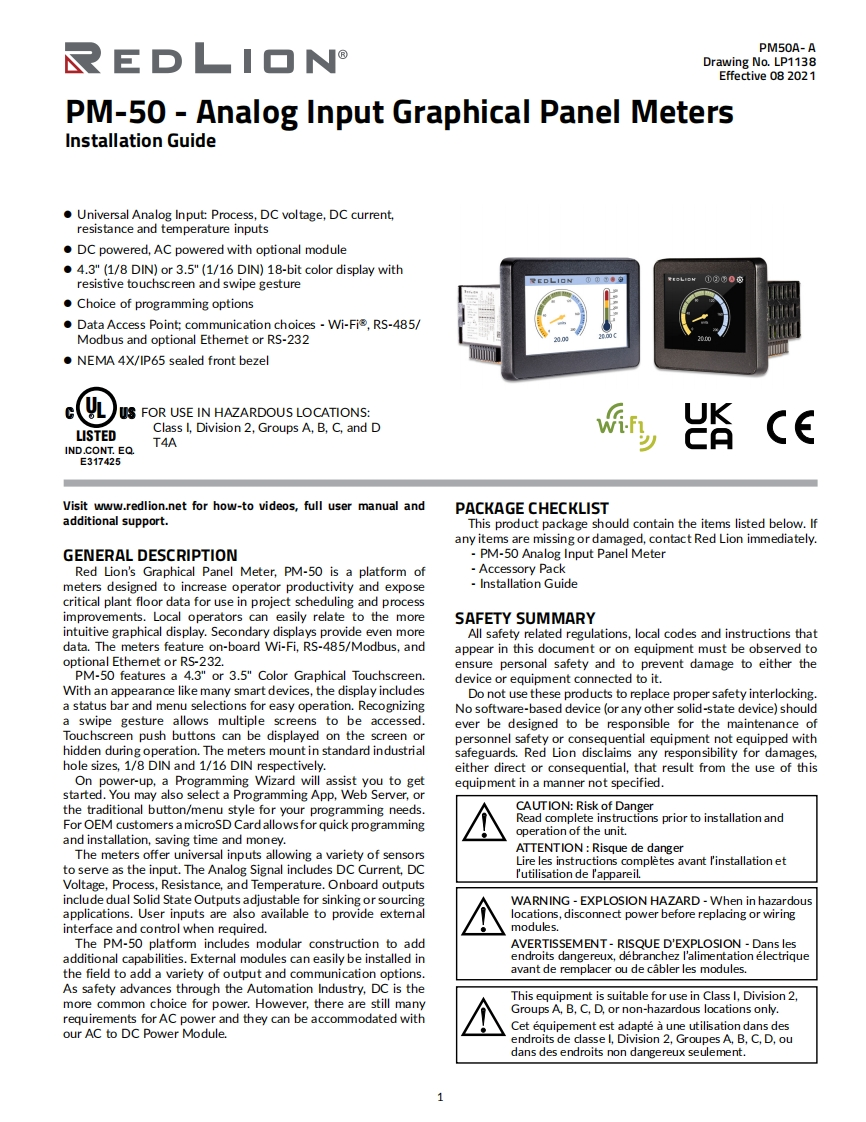 RedLionPM-50A使用说明书手册