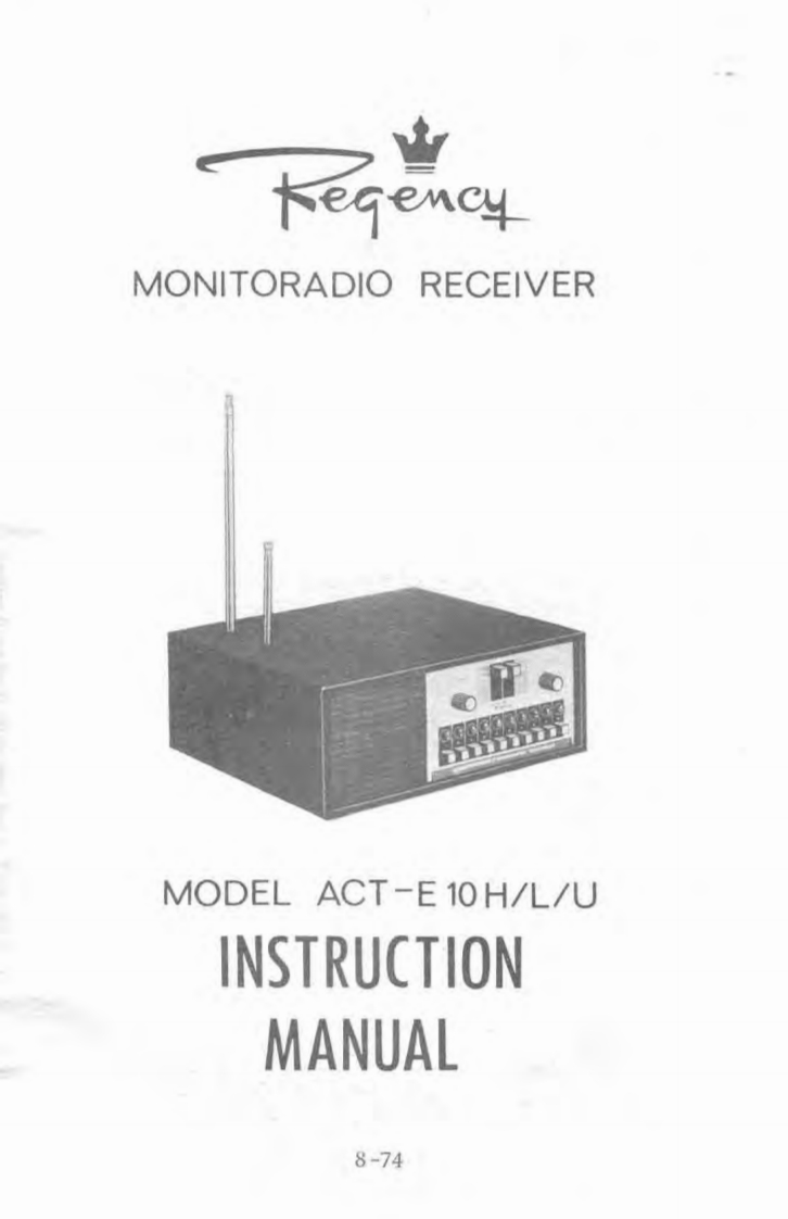 Regency_ACT-E10-HLU-(Manual操作说明书手册)