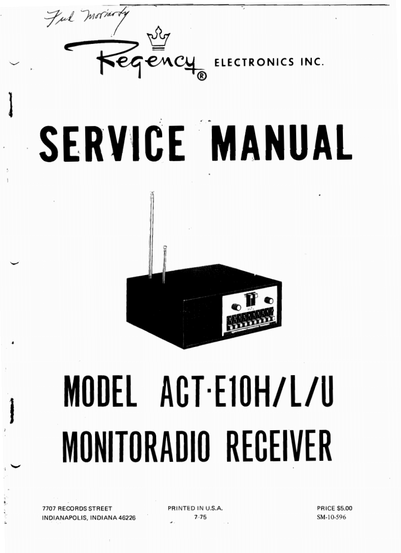 Regency_ACT-E10-HLU-(Service-Manual维修手册含电器原理图)