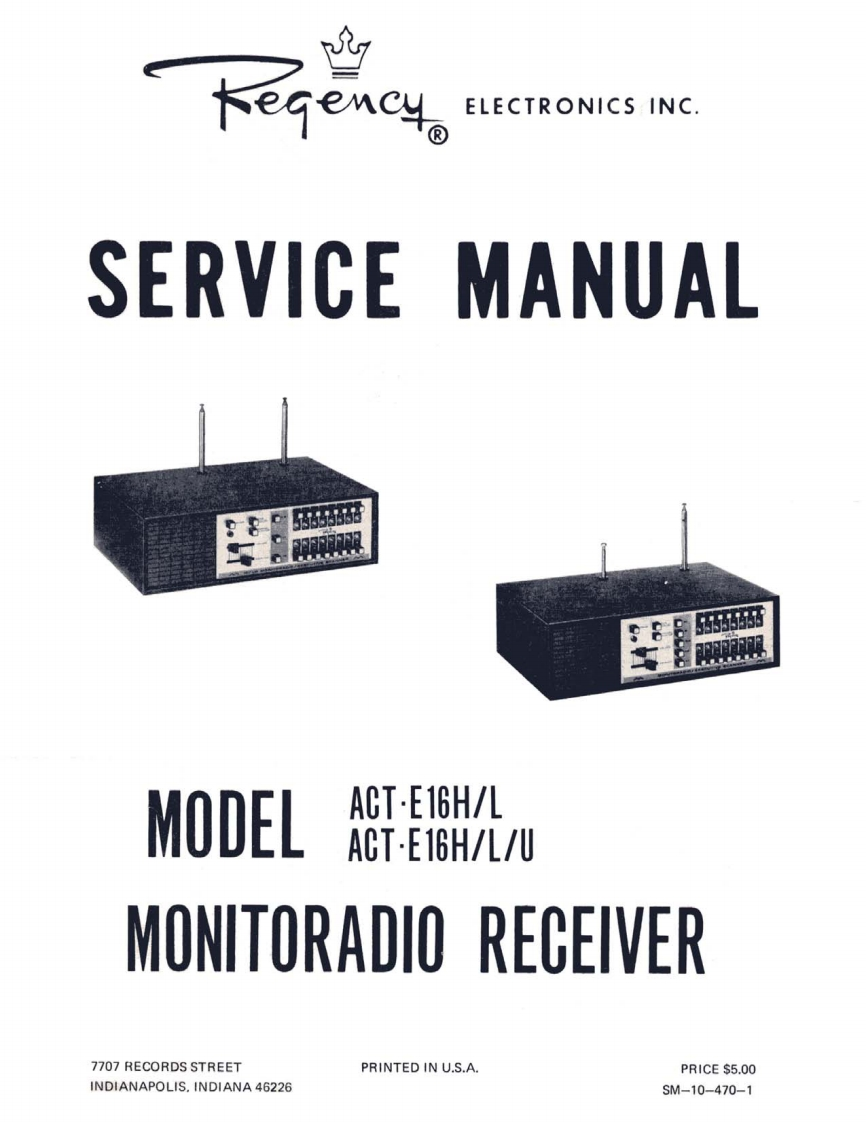Regency_ACT-E16-HL-HLU-(Service-Manual维修手册含电器原理图)