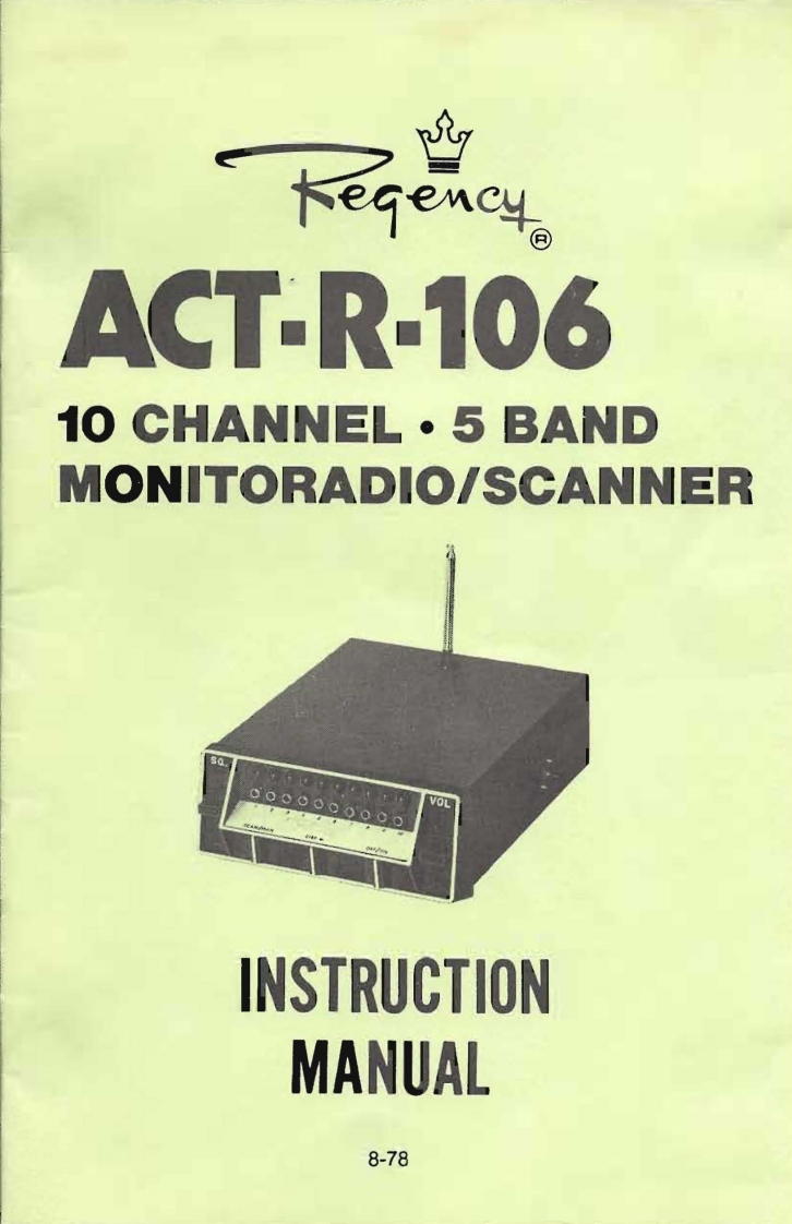 Regency_ACT-R106_Manual操作说明书手册_(8-1978)
