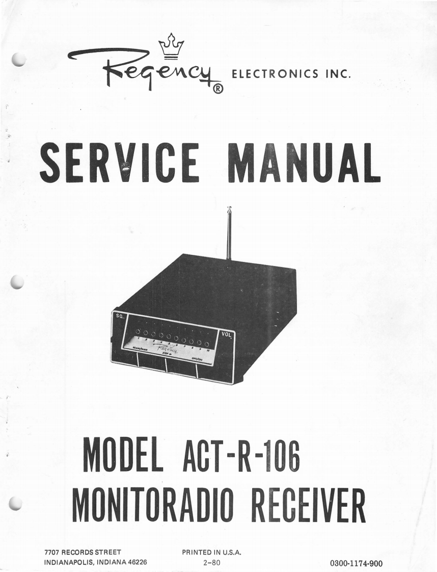 Regency_ACT-R106_Service_Manual维修手册含电器原理图