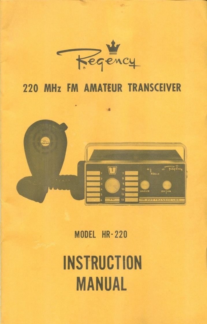 Regency_HR-220_Manual操作说明书手册