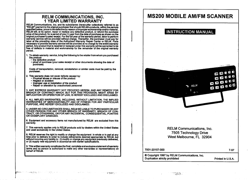 Relm_MS200_Manual操作说明书手册