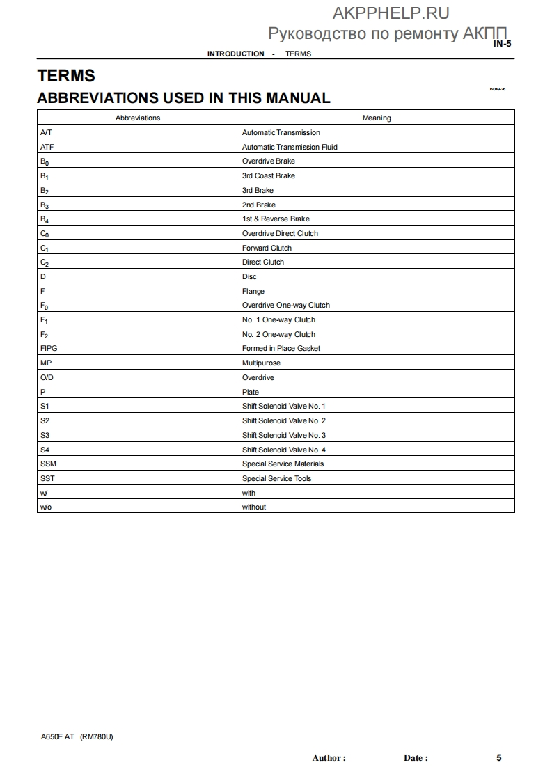 Repair变速箱维修手册bookA650E