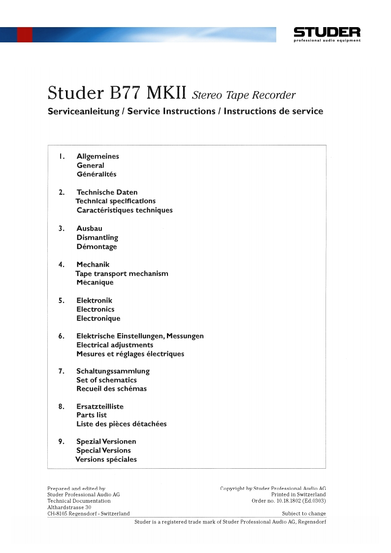 Revox_B77_MkI-II_Serv维修手册