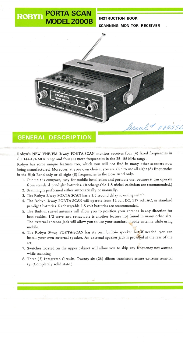 Robyn_Porta_Scan-2000B_Manual操作说明书手册