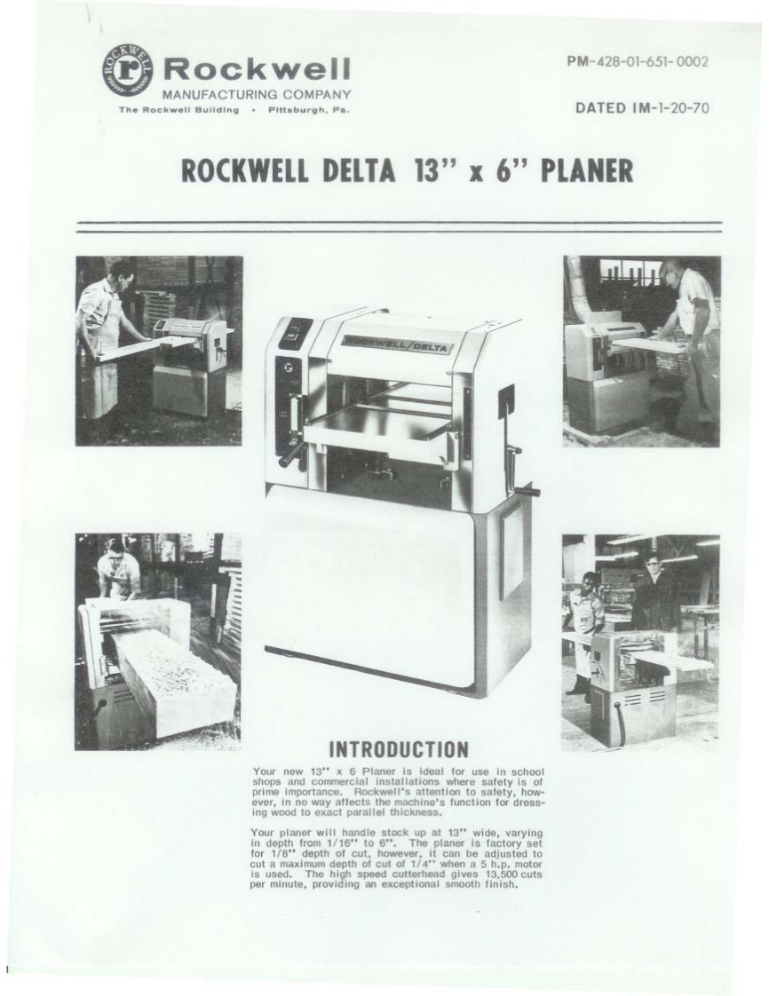 Rockwell-13-by-6-Planer-操作说明书手册