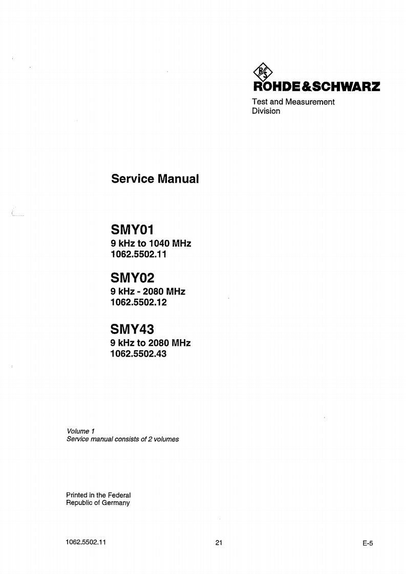 Rohde_and_Schwarz_SMY_维修操作说明书手册_EN