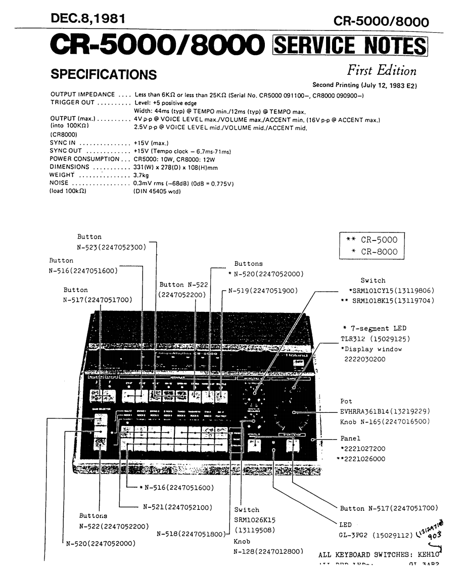 Roland-CR-5000---CR-8000-维修手册含电器原理图