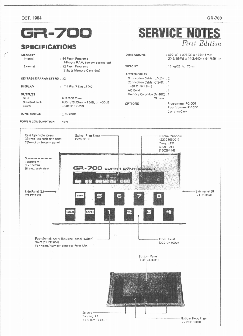 Roland-GR-700-维修手册含电器原理图