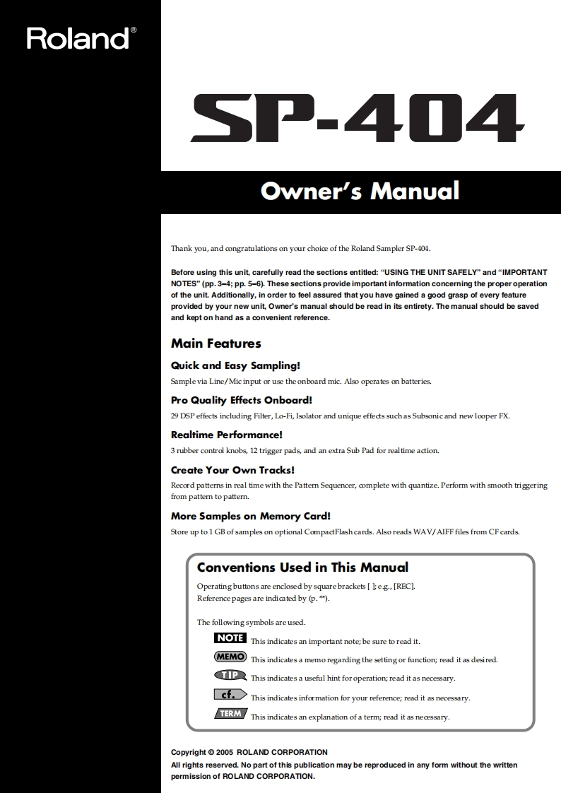 Roland_SP-404_OM操作说明书手册