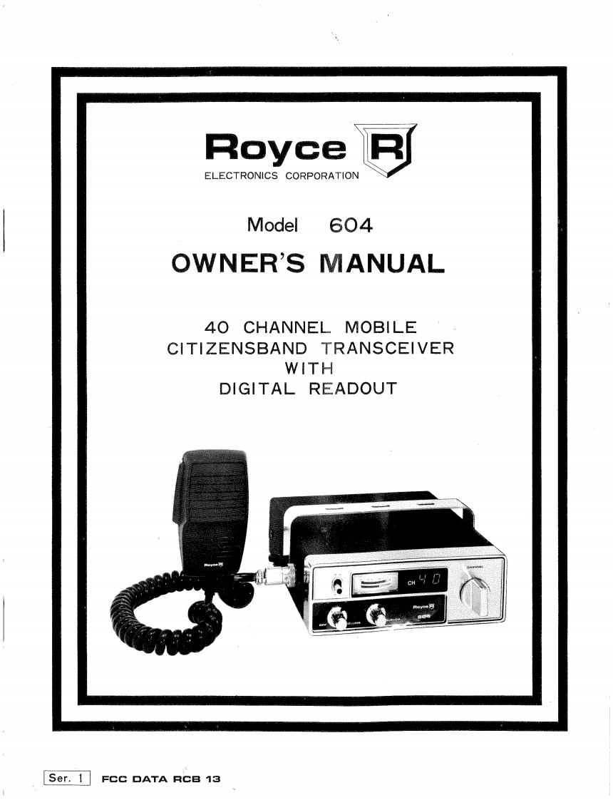 Royce_604_Manual操作说明书手册