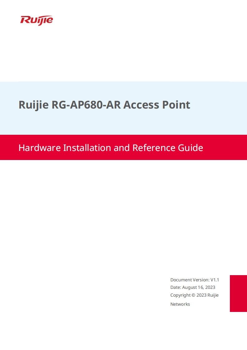 Ruijie-RG-AP680-AR-Access-Point-Hardware-安装说明书手册-(V1.1)