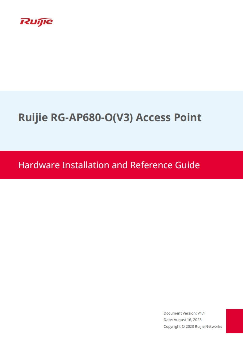 Ruijie-RG-AP680-O(V3)-Access-Point-Hardware-安装说明书手册-(V1.1)
