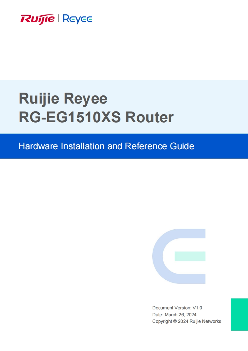 Ruijie-Reyee-RG-EG1510XS-Router-Hardware-安装说明书手册-(V1.0)