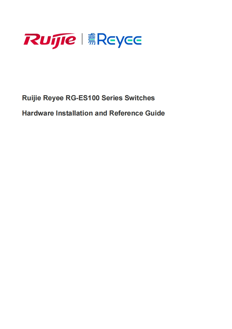 Ruijie-Reyee-RG-ES100-Series-Switches-Hardware-安装说明书手册